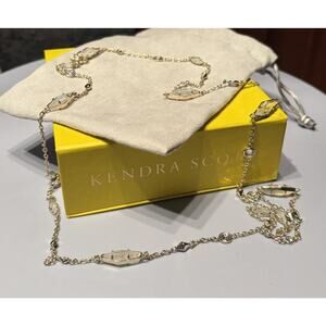 Kendra Scott Elisa Gold Dichroic Glass Station Necklace Long Layering Necklace